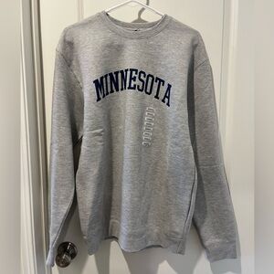 NWT Minnesota gray and navy crewneck